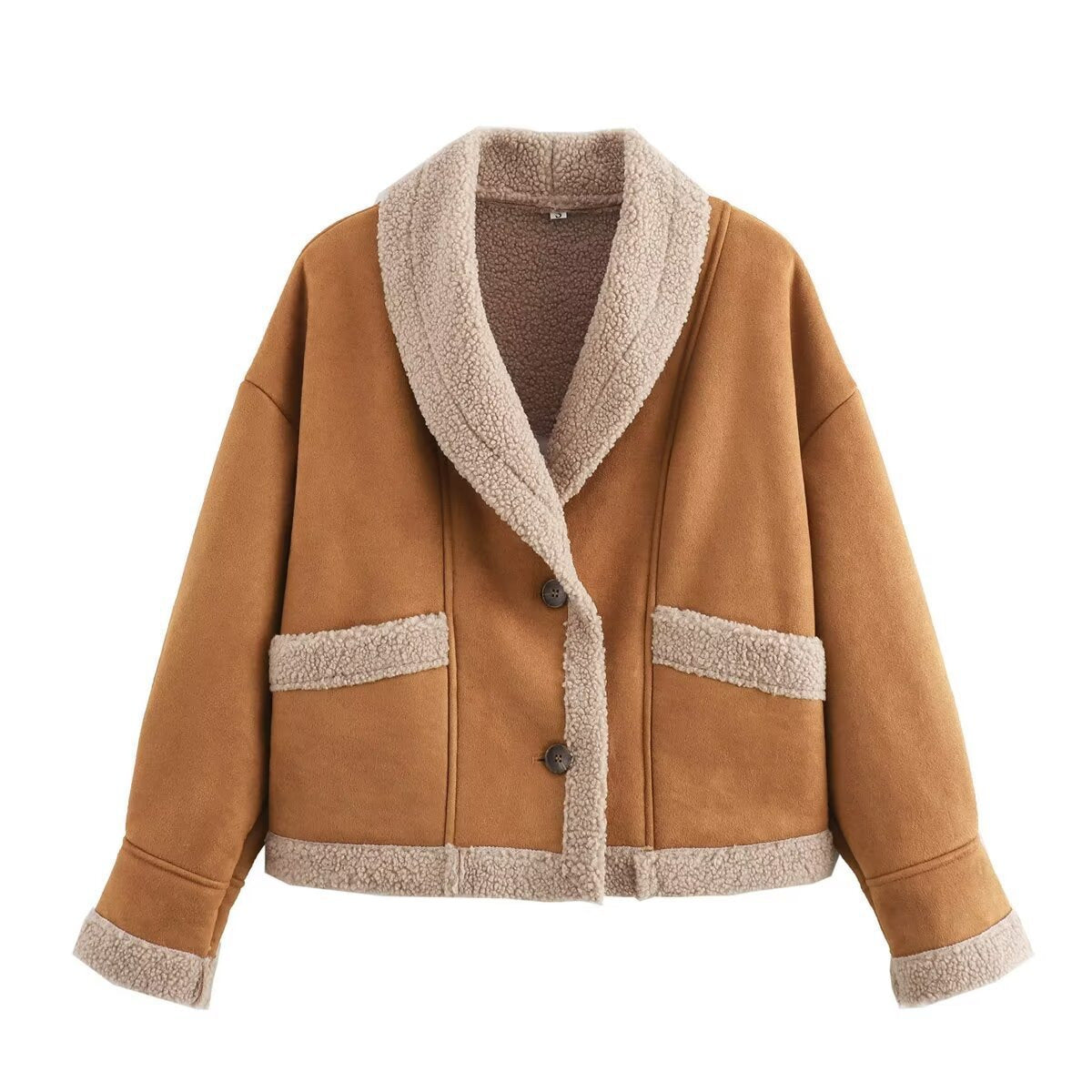Women's Woolen Lapel Loose Fur Integrated Coats