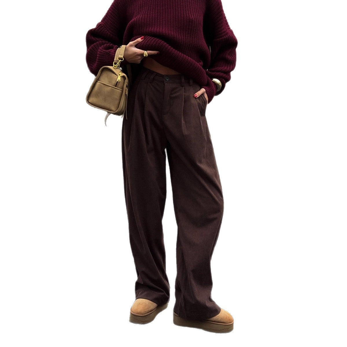 Women's Retro Corduroy Trousers Loose Casual For Pants