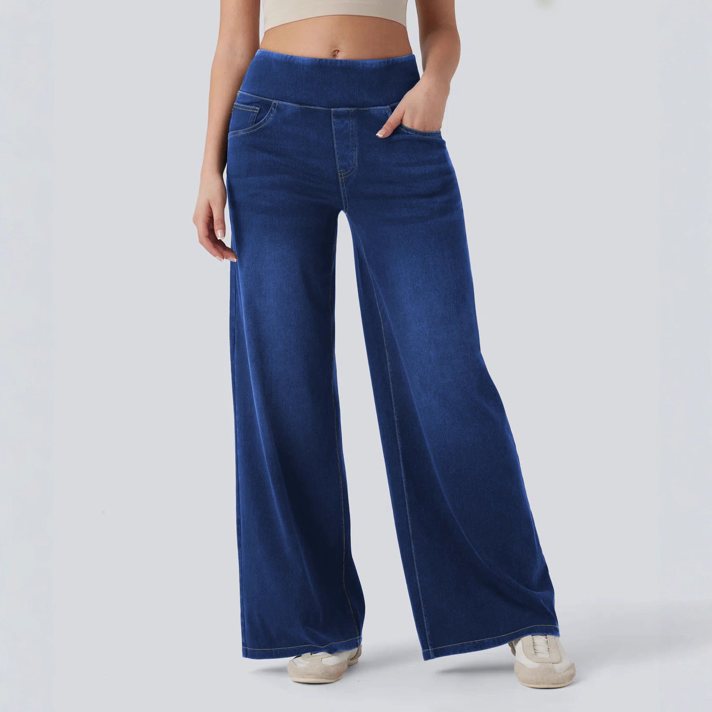 Women's Loose Zip Wide Leg Slim Fit Jeans