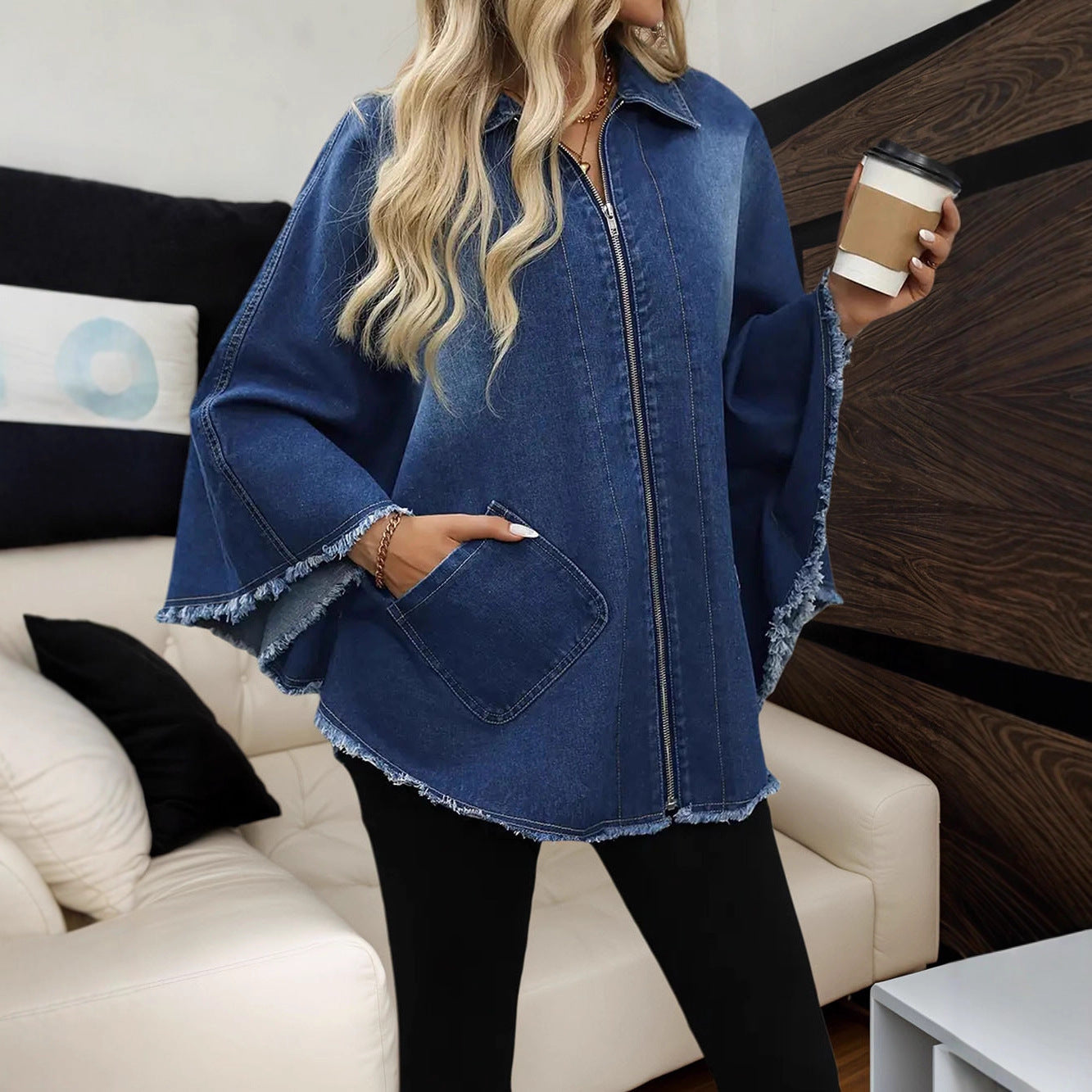 Women's Stylish Denim Fashion Loose Lapels Jackets