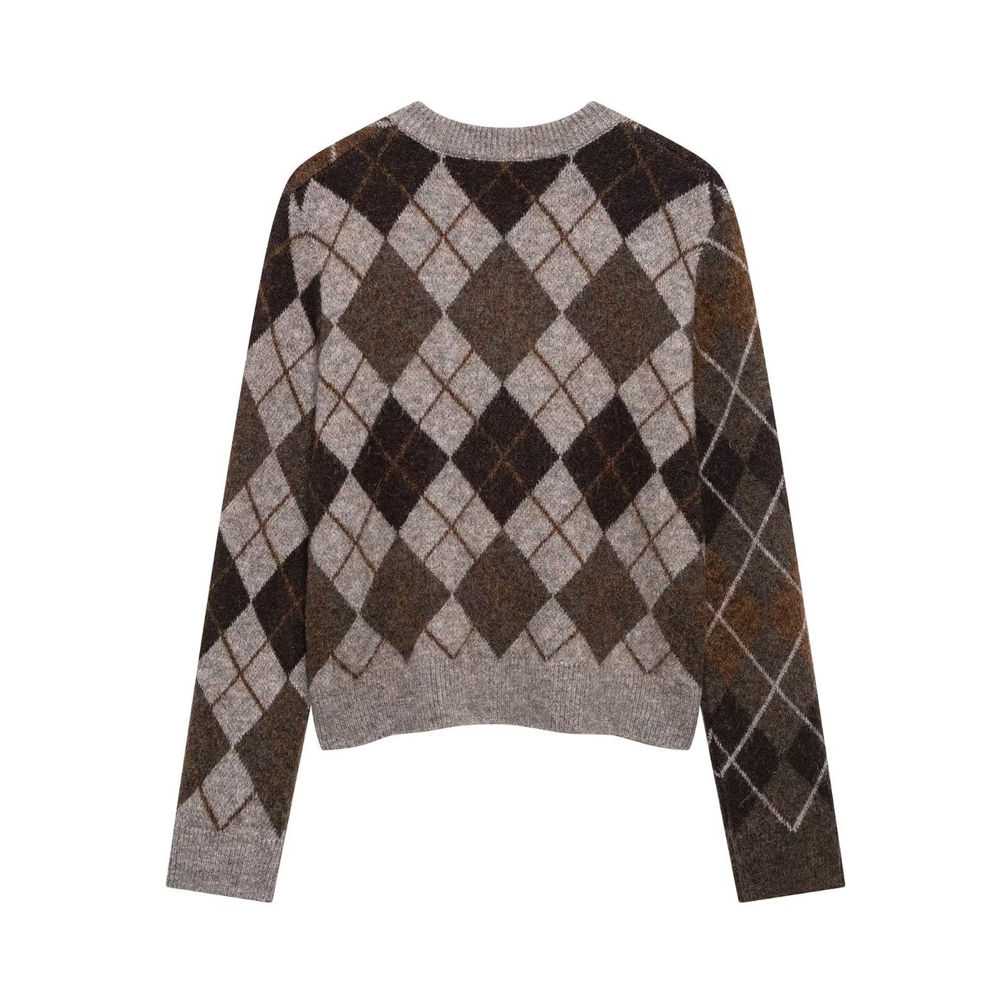 Women's Street Fashion Diamond Pattern Knitted Coats