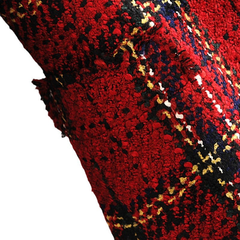Women's Autumn Woolen Plaid Slim Fit Long Blazers