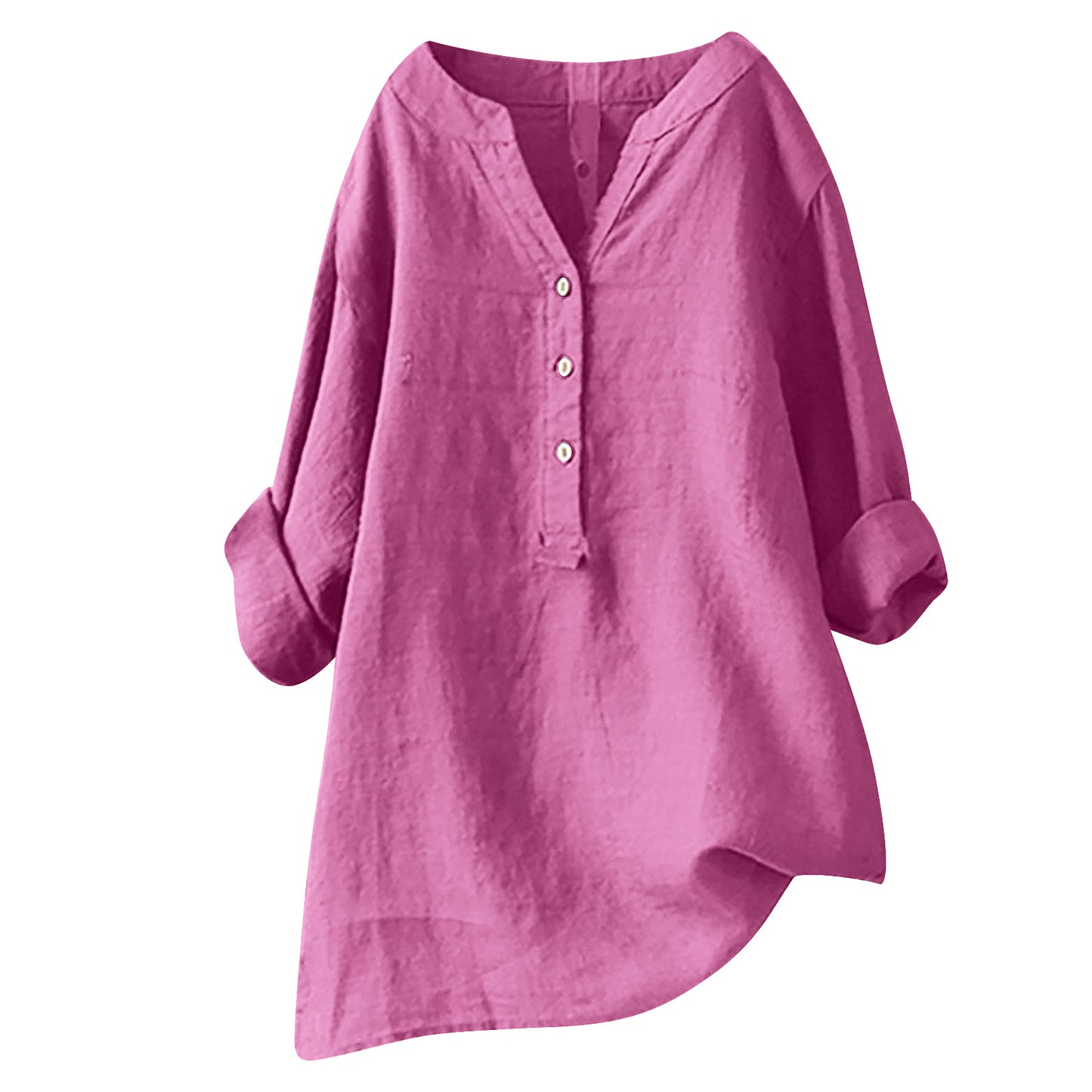 Women's Loose Solid Color Shirt Cotton Linen Blouses