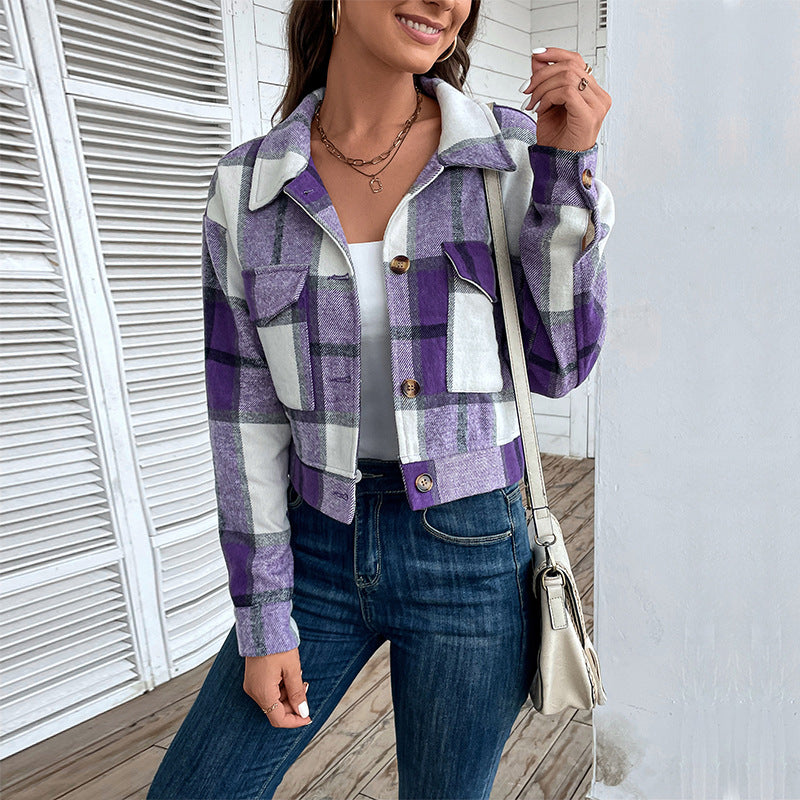 Women's Pretty Classic Plaid Shirt Retro Jackets