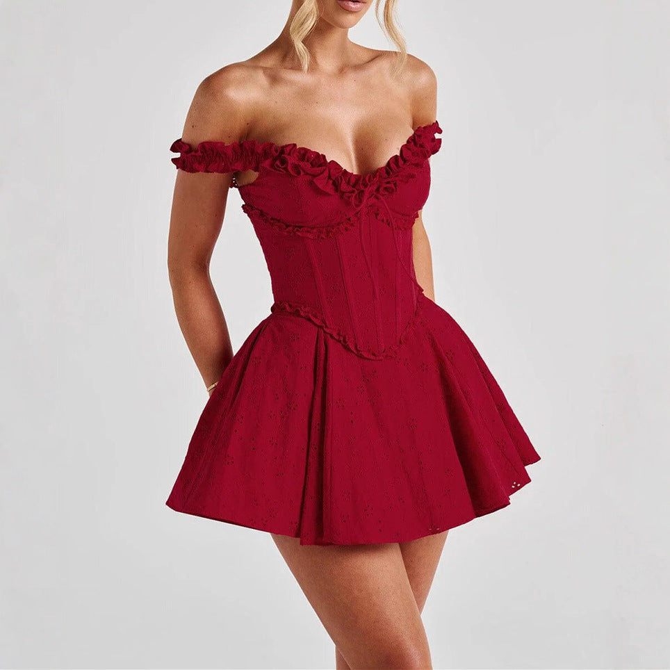 Style Ruffled Waist Dress Exquisite Lace Dresses