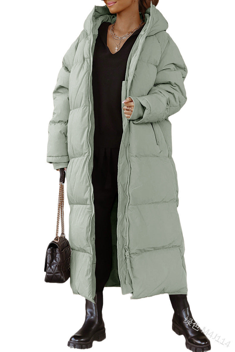 Women's Hooded Solid Color Leisure Warm Zipper Coats