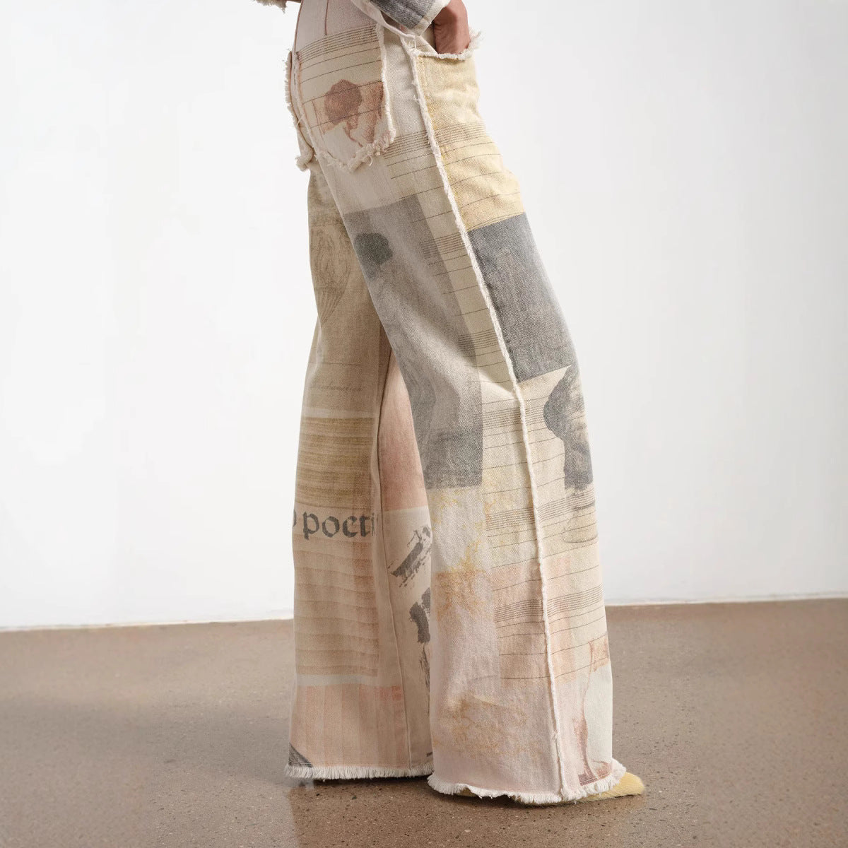 Style Retro Loose Print Design Wide Leg Jeans