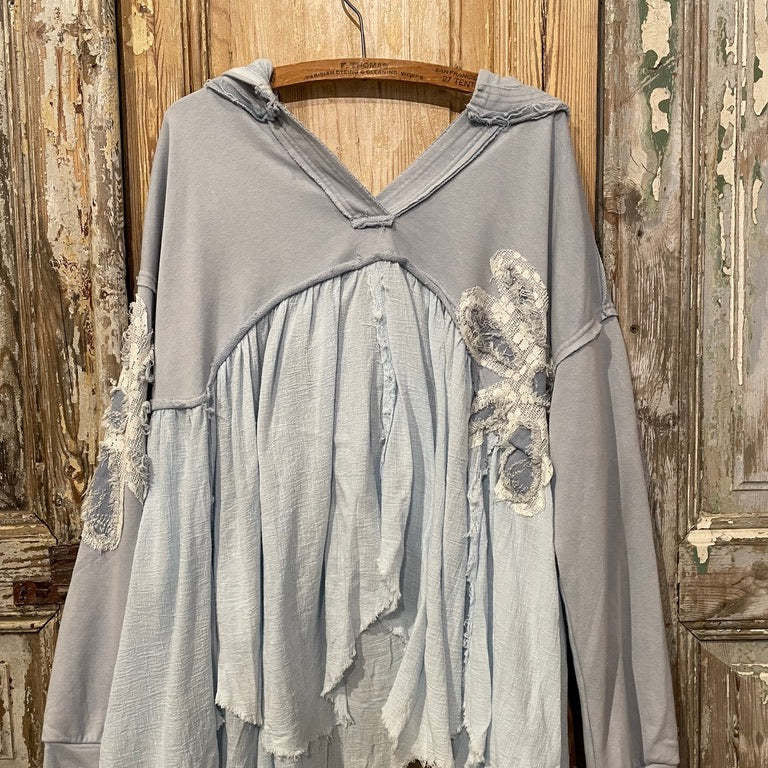 Cloth Embroidered Autumn Loose Irregular Hooded Sweaters
