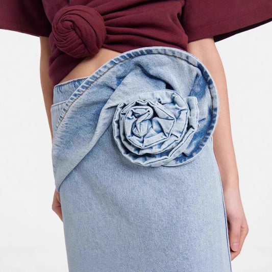 Women's Urban Three-dimensional Pinch Pleated Rose Washed Skirts