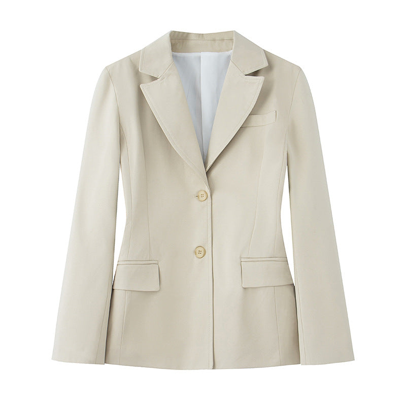 Women's Double Breasted With Padded Shoulder Simple Blazers
