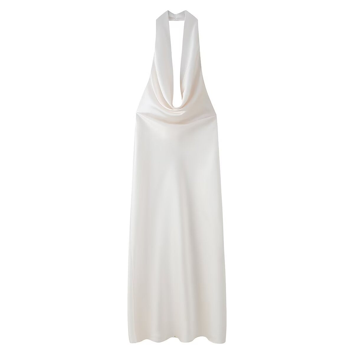 Women's Spring Elegant Backless Silk Satin Texture Dresses