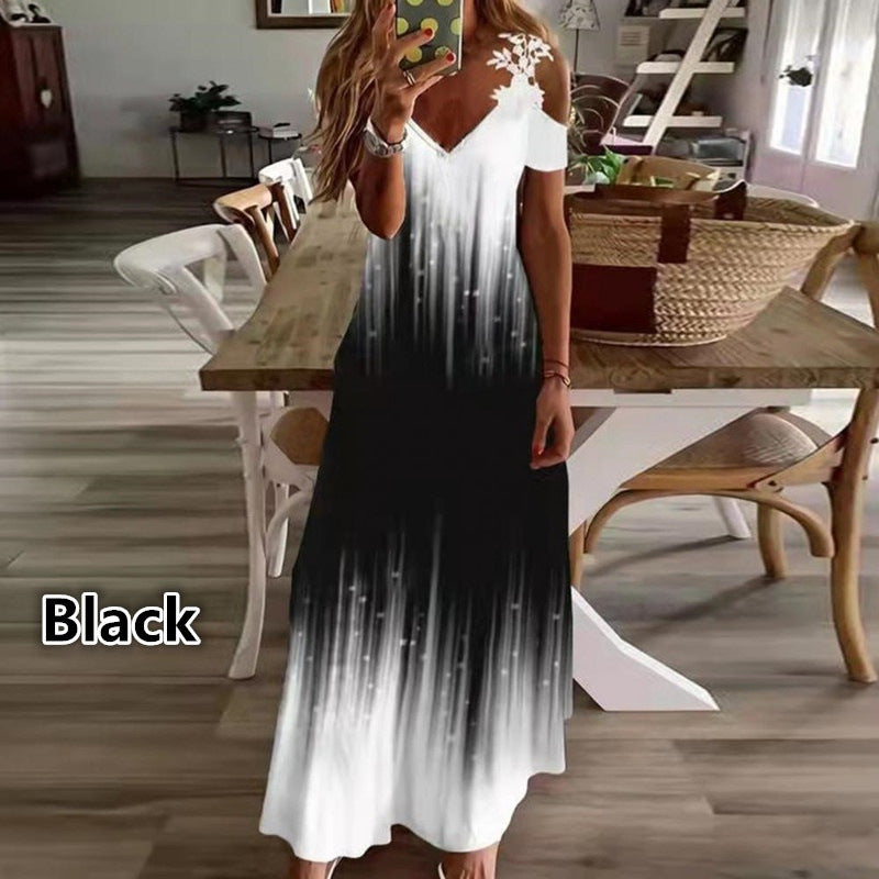 Women's Floral Edge Brace Fashion Printed Loose Dresses