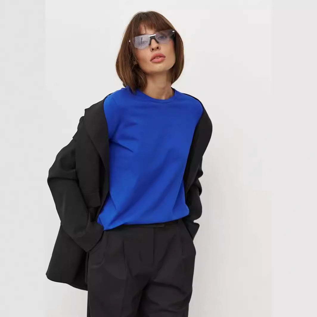 Women's Spring Fashion Rest Commute Pullover Round Blouses