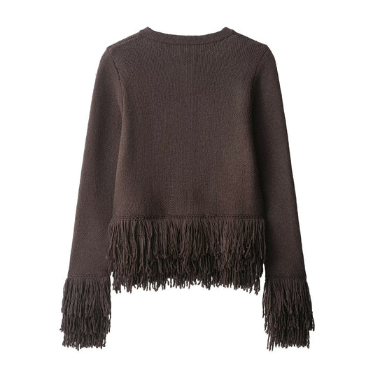 Women's Fashion Casual Design Tassel Button Knitted Knitwear