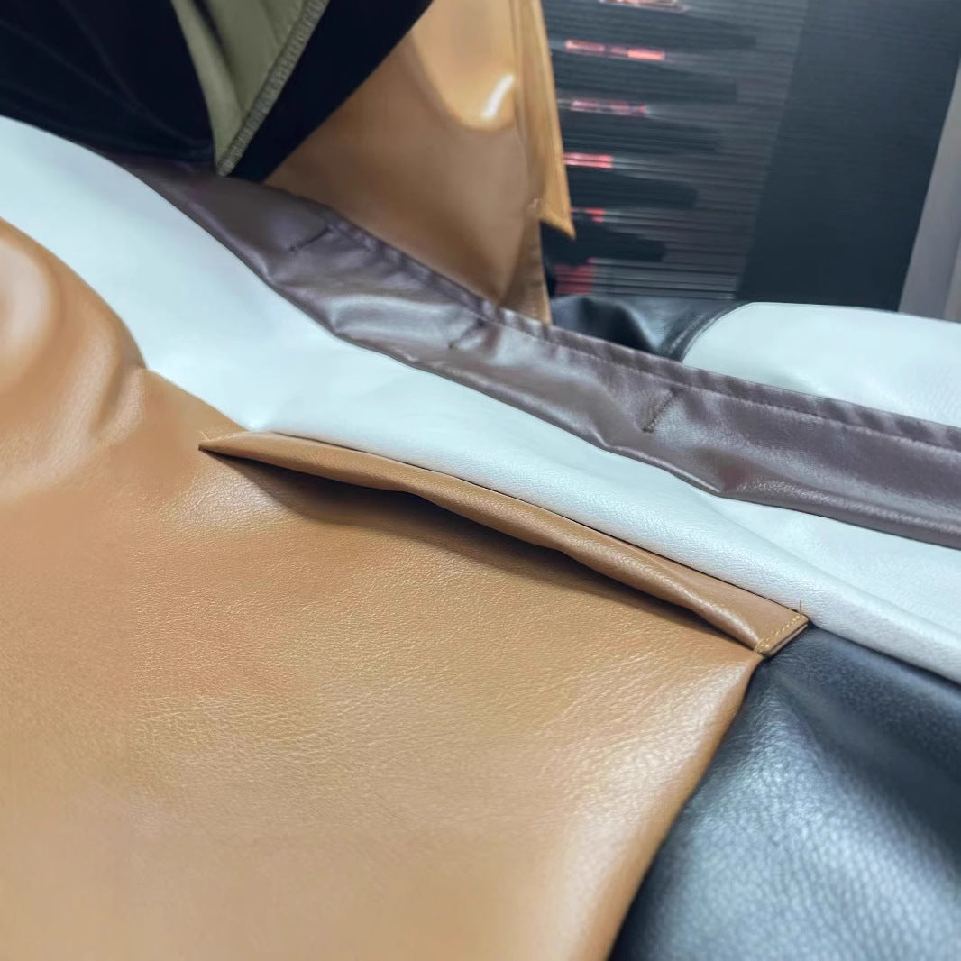 Women's Button Leather Mid-length Slim Fit Slimming Jackets