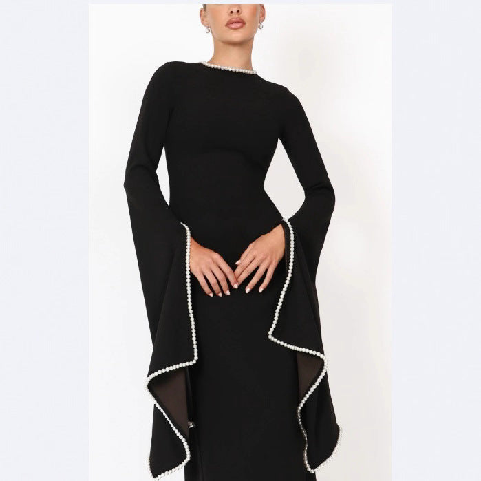 Pearl Dress Solid Color Elegant Long Dresses