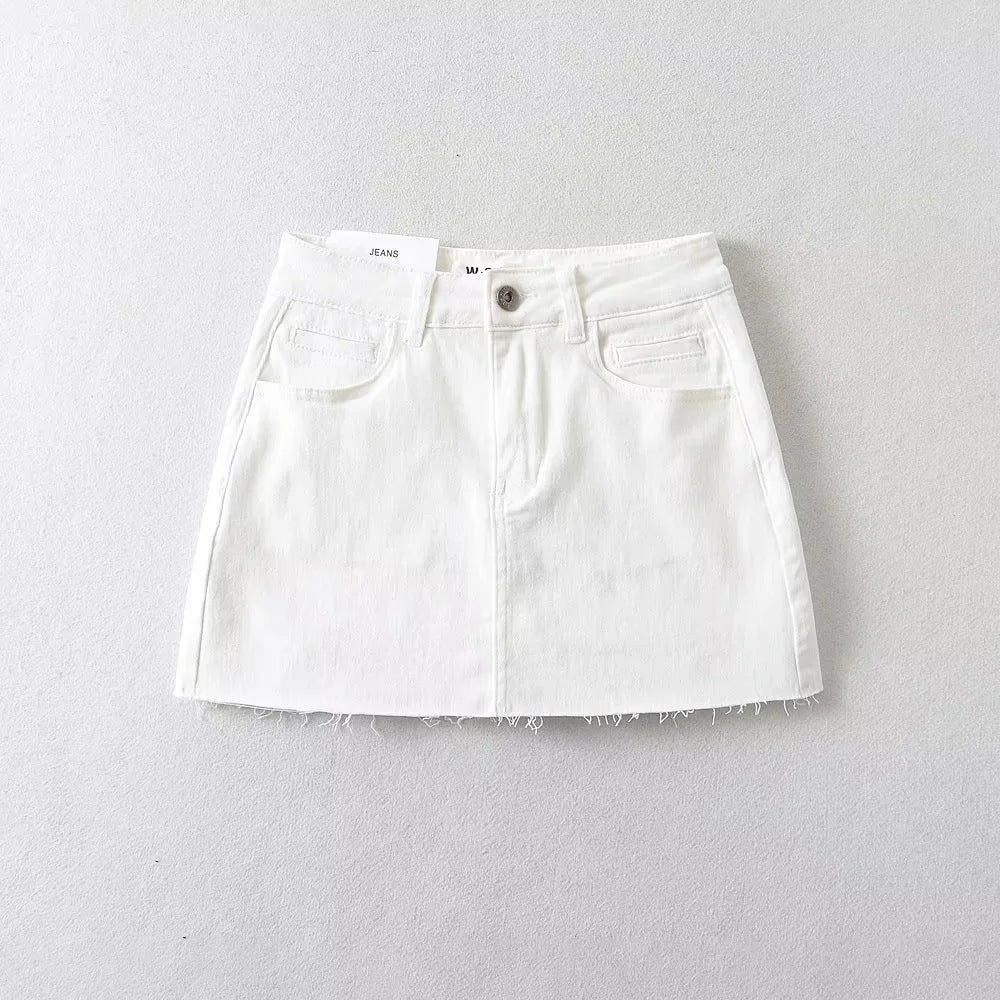 Women's Retro Denim Summer High Waist Stretch Skirts