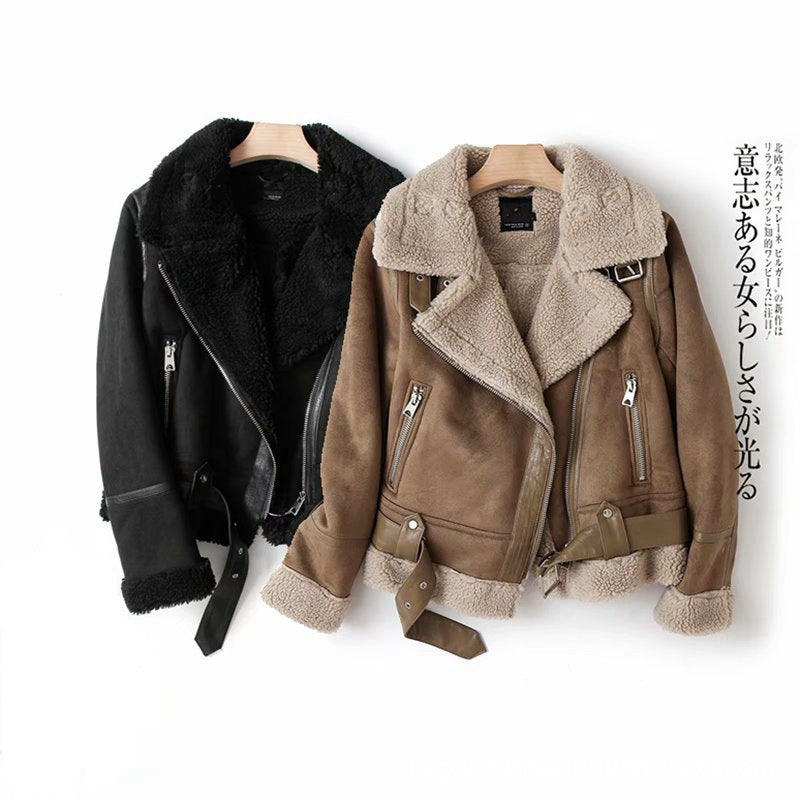 Women's Single Suede Surface Fur Integrated Lamb Jackets