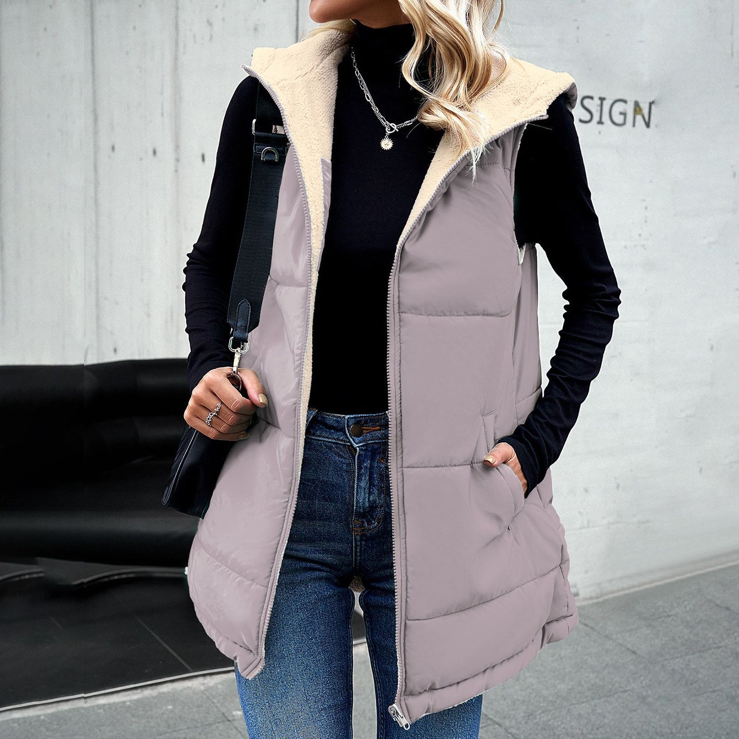 Women's Clothes For Winter Loose Commuter Mid-length Vests