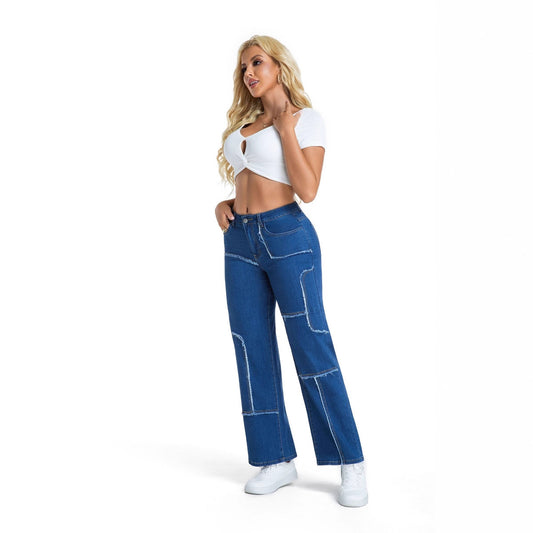 Women's Retro Loose Straight Cargo Trousers Jeans