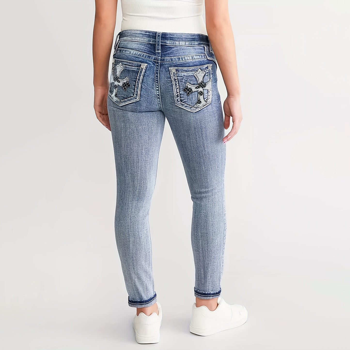 Women's Slim Fit Versatile Stretch Embroidery Skinny Jeans