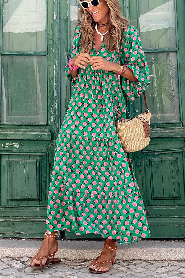 Women's Summer Digital Printed Long Dress Bohemian Dresses