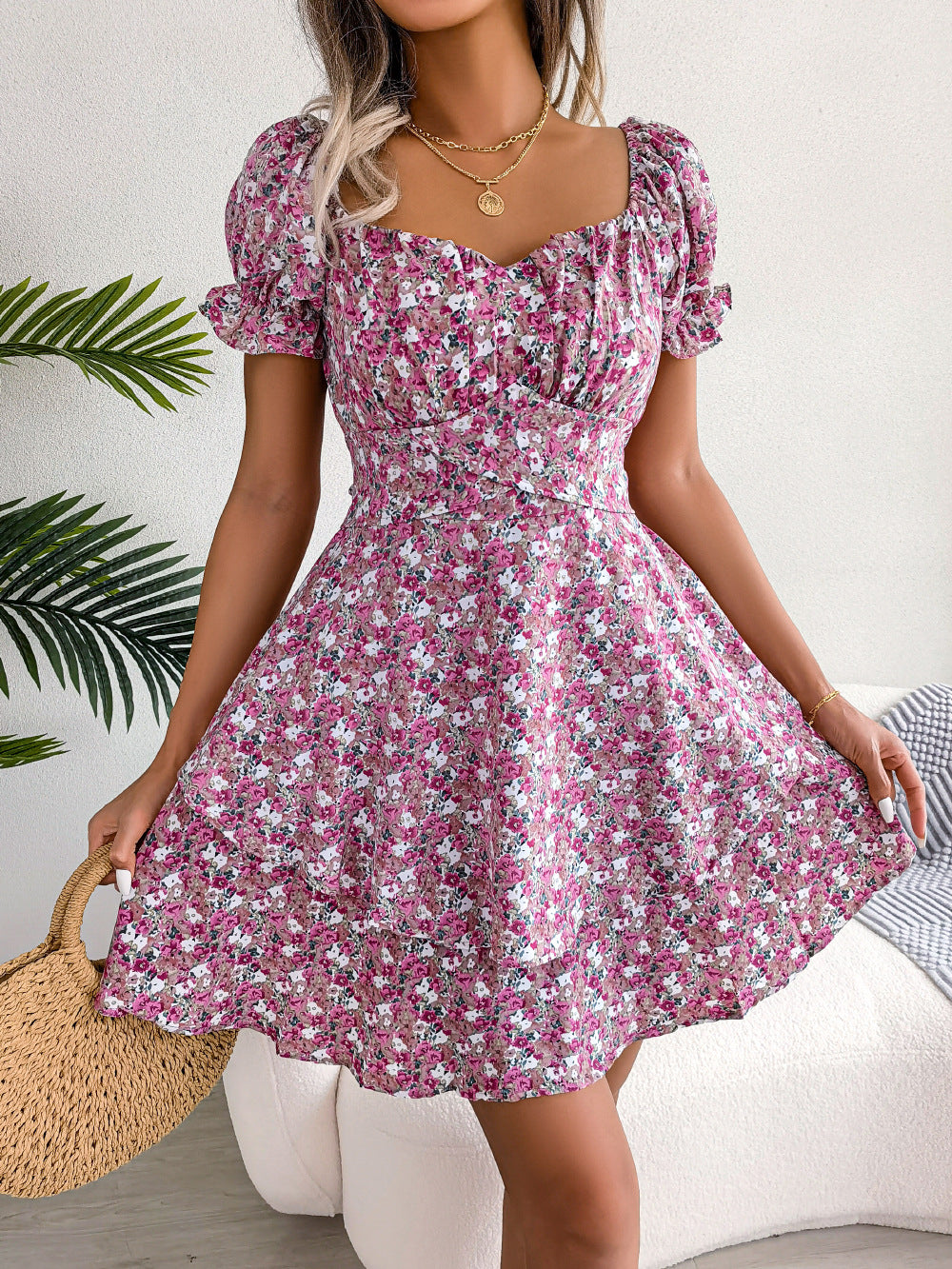 Women's Elegant Floral Large Hem Dress Dresses