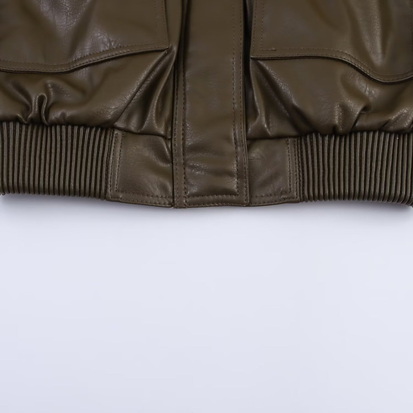 Women's Fashion Casual Polo Collar Imitation Leather Coats