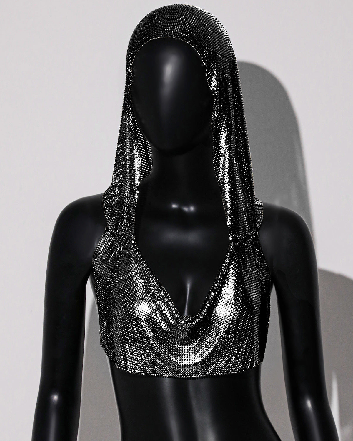 Women's Metal Sequins Hooded Street Hot Sexy Tops