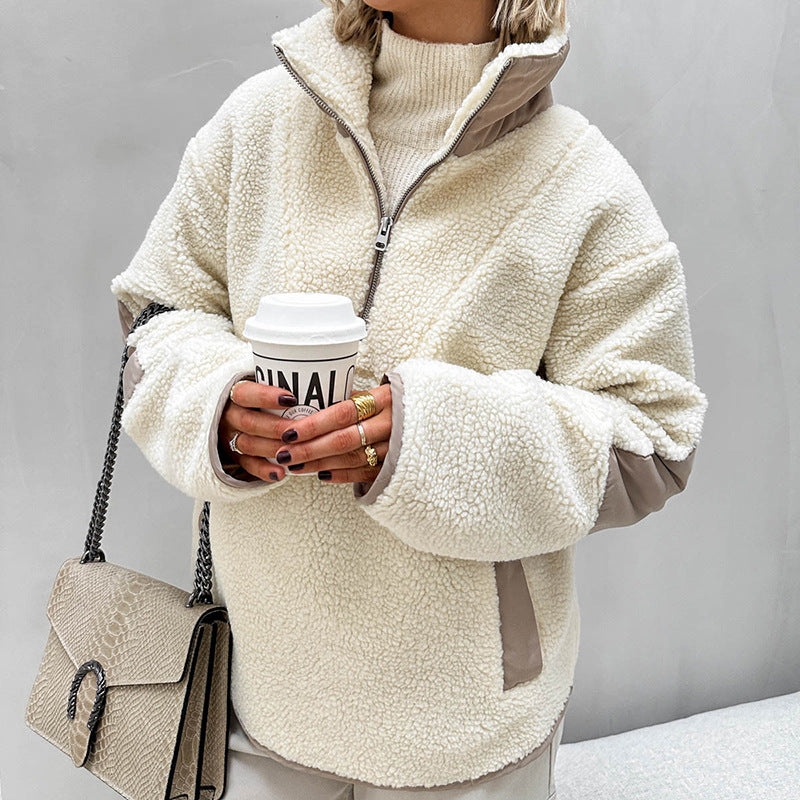 Women's Plush Loose Lapel Pullover Fashion Polar Sweaters