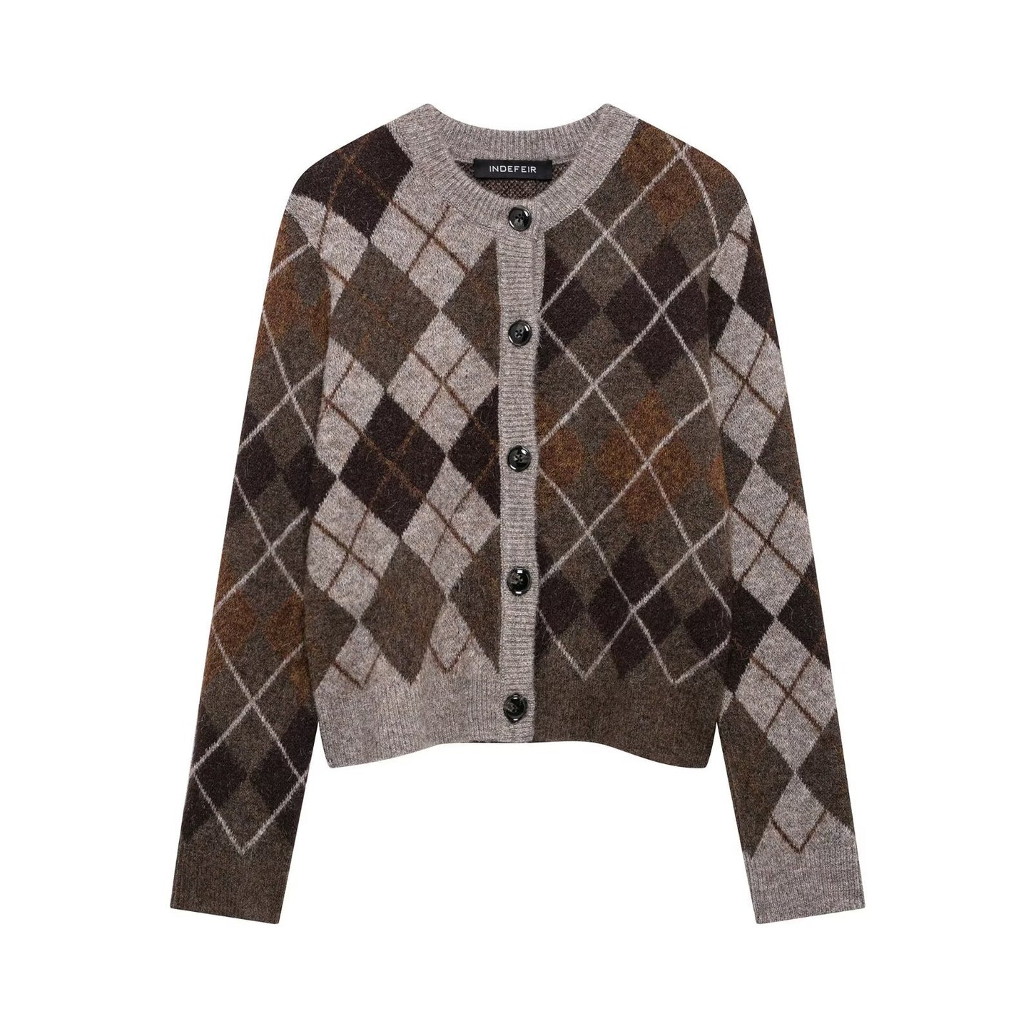 Women's Street Fashion Diamond Pattern Knitted Coats