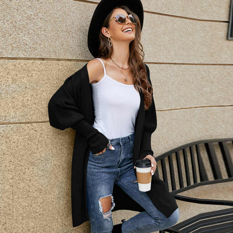 Women's Up Solid Color Knitted Temperament Long Sweaters