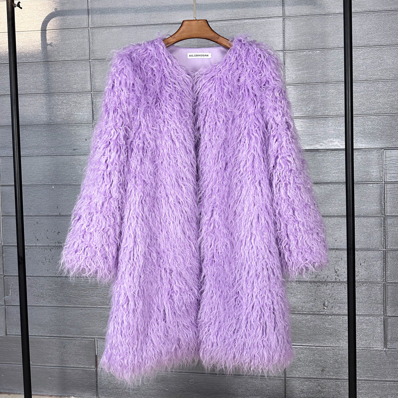 Fur Imitation Tan Wool Lamb Extended Coats