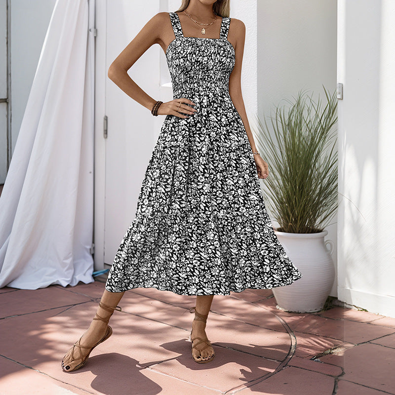 Women's Printing Slip Dress Sweet Fresh Pastoral Dresses