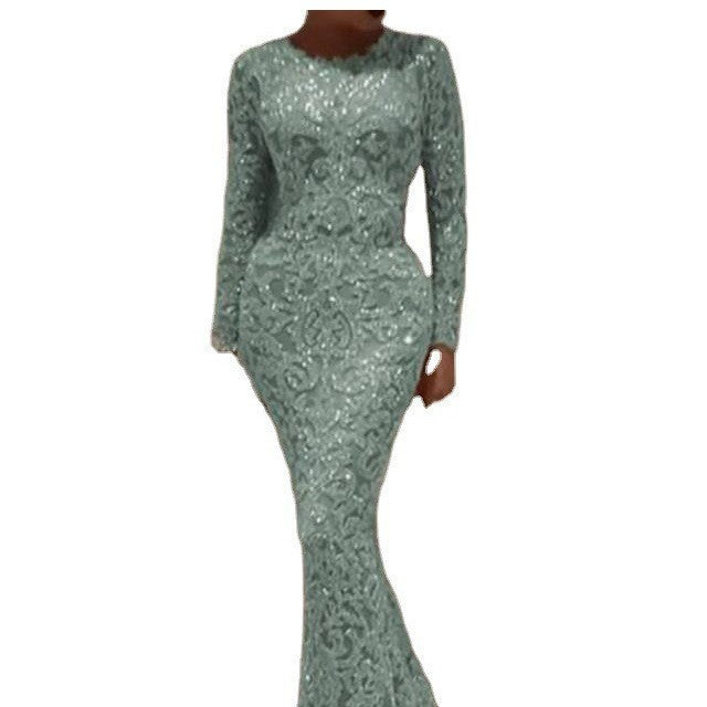 Women's Bronzing Long Sleeve Slim Sexy Dress Dresses