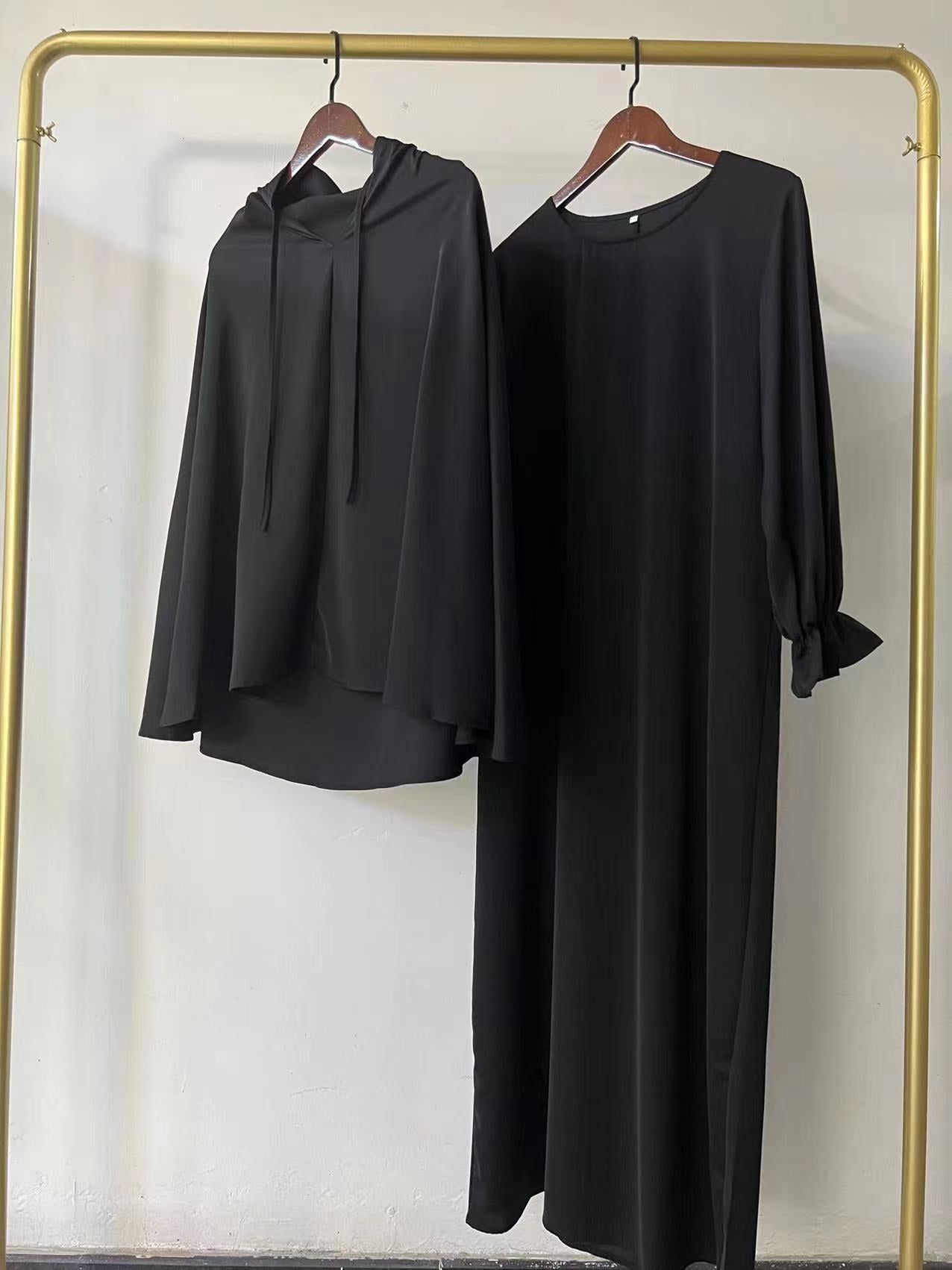 Autumn Pure Color Elegant Two-piece Malay Dresses
