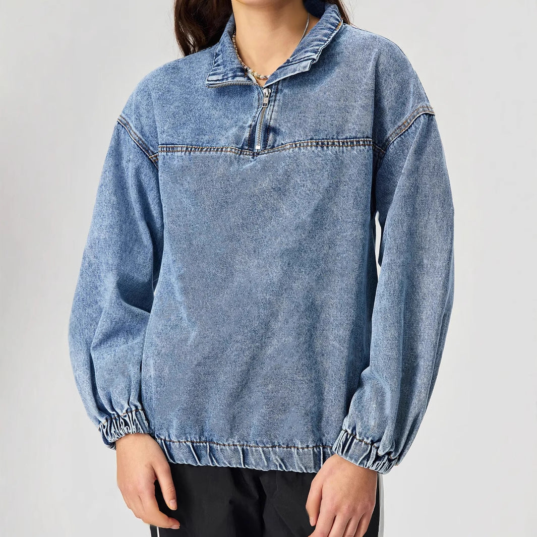 Women's Loose Pullover Leisure Denim Shirt Blouses