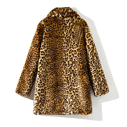Imitation Fur Korean Female Mid-length Collar Sexy Coats