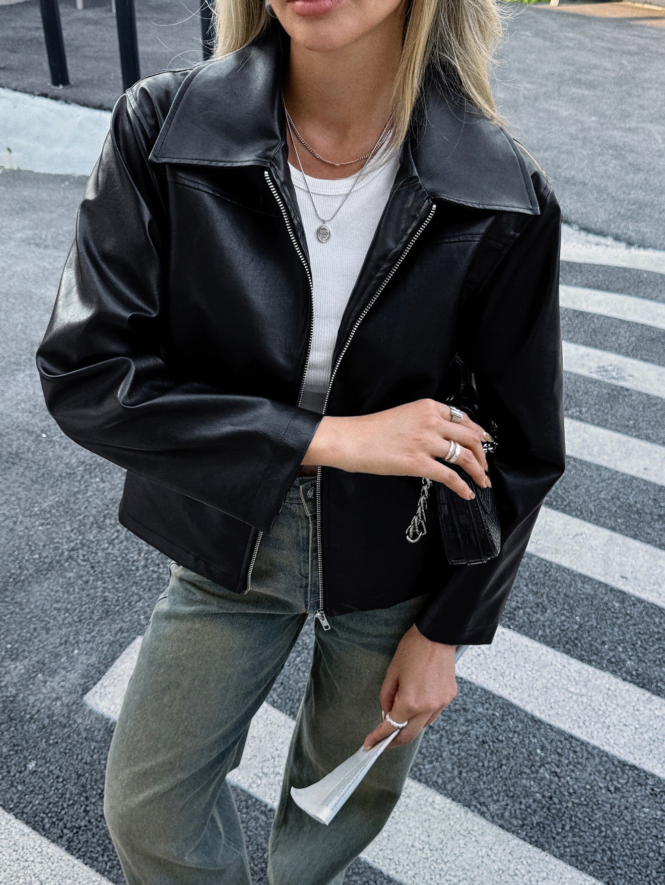 Women's Advanced Minimalist Long Sleeve Leather Jackets