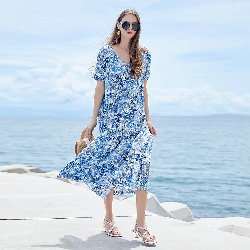 Super Fairy Floral Print Dress Seaside Holiday Dresses