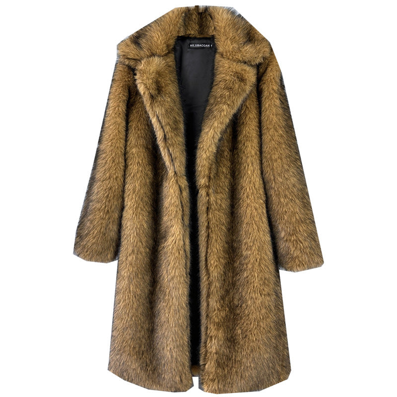 Women's Fashion Mid-length Faux Winter Imitation Coats