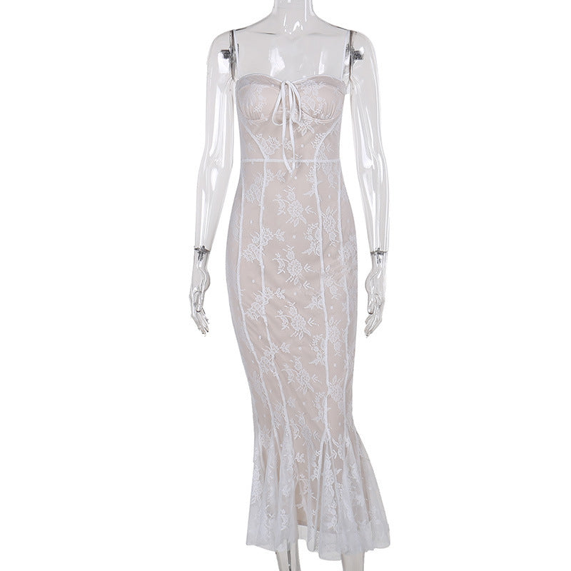 Wind Lace Strap Fishtail Summer Graceful Fashionable Art Dresses
