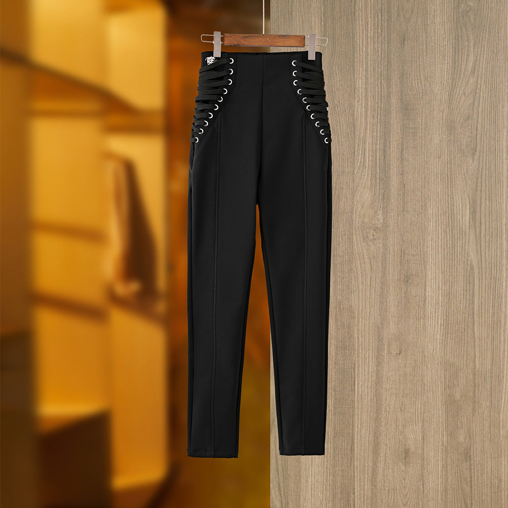 High Waist Rope Tight Micro Elastic Pants