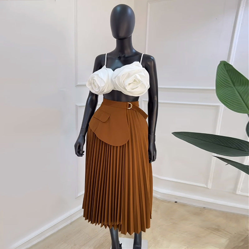 Women's Summer Waist Design A- Line Pleated Skirts