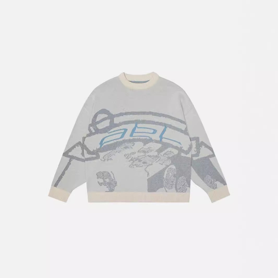 Women's & Men's & Personality Street Printed Round Neck Sweaters