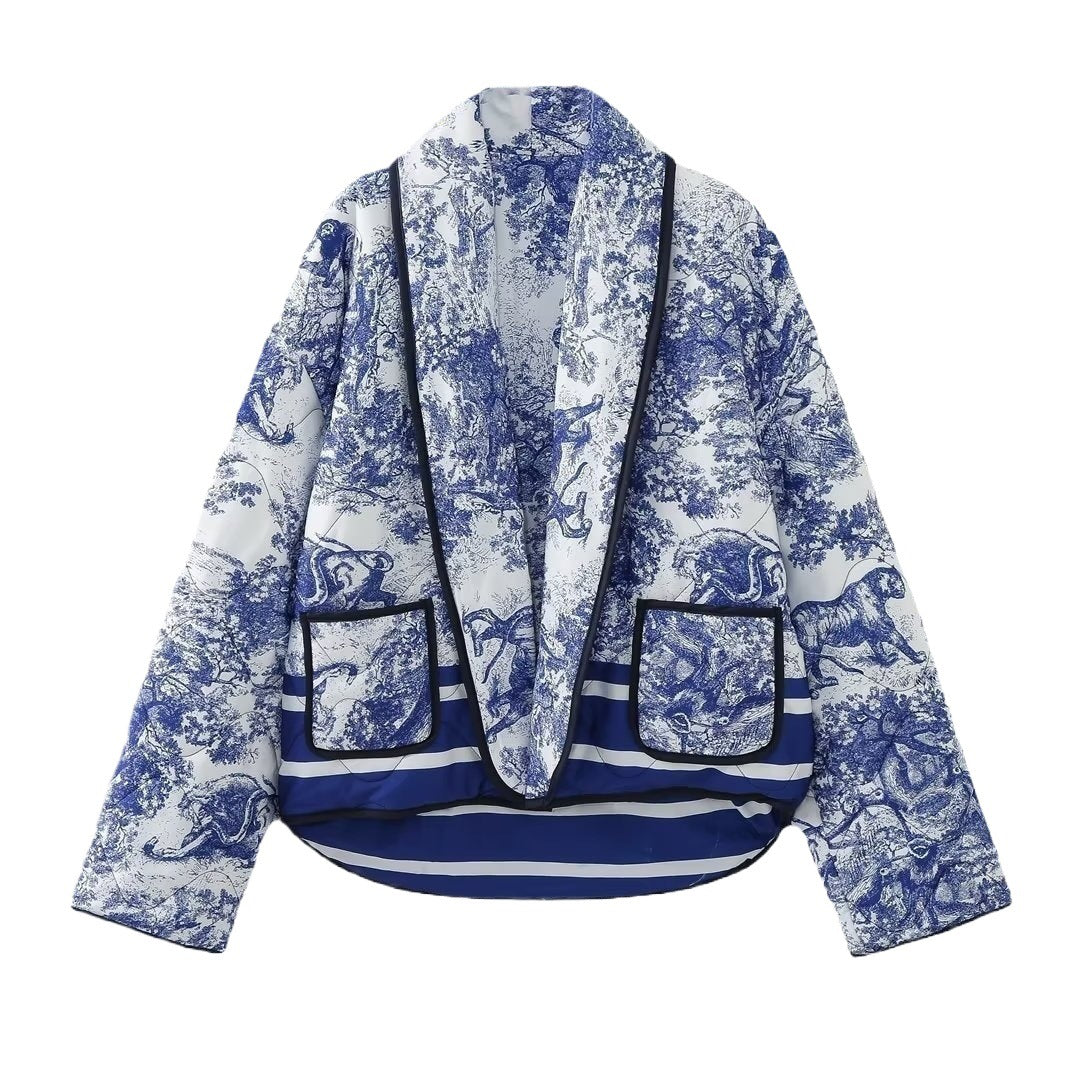 Women's Popular Versatile Autumn Print Cotton Coats