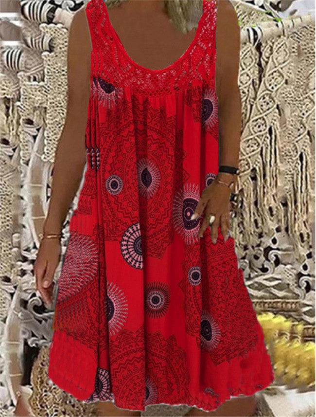 Women's Digital Printing Strapless Sexy Sling Loose Dresses