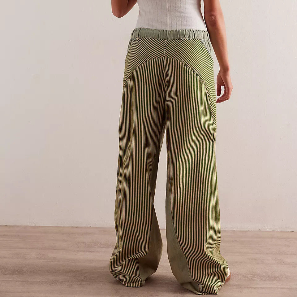 Women's Striped Leisure Loose Color Matching Slimming Pants