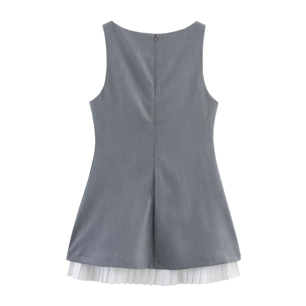 Women's Spring Round Neck Sleeveless Poplin Stitching Clothing