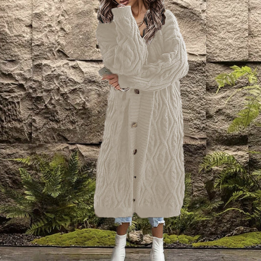 Women's Durable Knitted Loose Button Long Knitwear